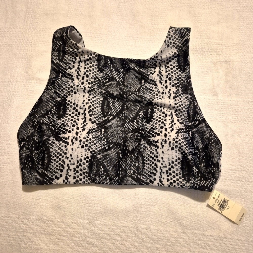 Aerie women's size small black and gray animal print bra, removable pads NWT